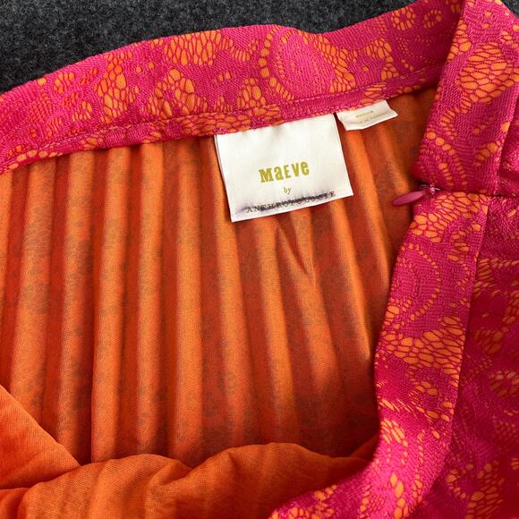 Anthropologie Maeve Pleated Jersey Skirt Size Medium Pink - Picture 7 of 14